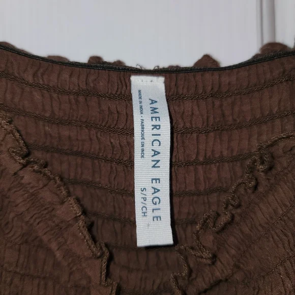 American Eagle Outfitters Chocolate Ruffle Blouse - Picture 3 of 5